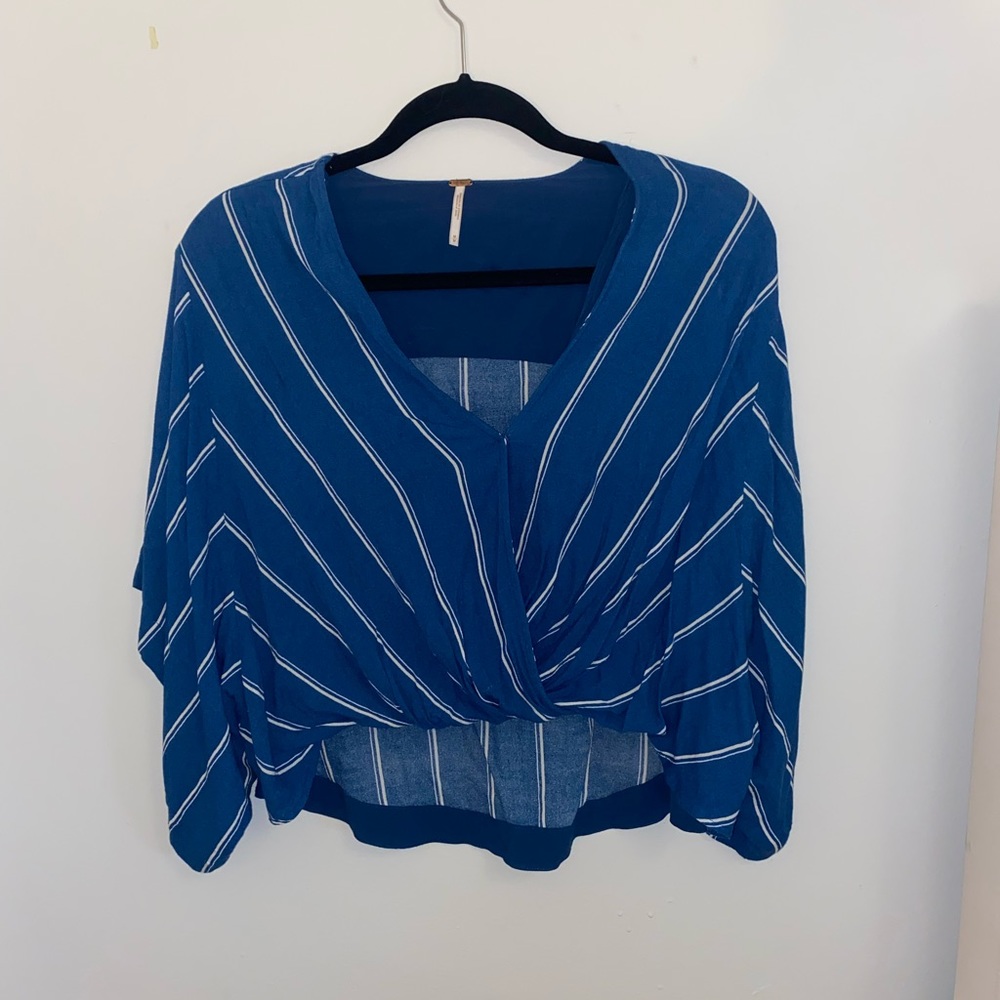 Free People blue and white striped flowy blouse